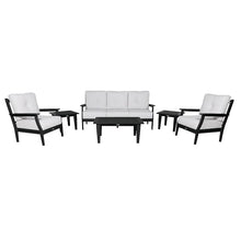 highwood Lehigh 6-Piece Couch, Coffee Table, and Chair Deep Seating Set, with Sunbrella Cushions in Bliss Linen, Black Frame
