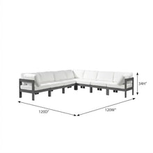 Outdoor Escape White Fabric Outdoor Patio Modular Sectional, Weatherproof Cushions, Spacious Seating, Durable Frame, Contemporary Style