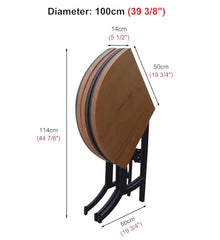 Blazea Round Wood Folding Banquet Table, Space Saving Dining Table for Outdoor, Kitchen Dining Room Patio Side Table, Heavy Duty Coffee Table(Size:Diameter 100cm (39.4 inch))