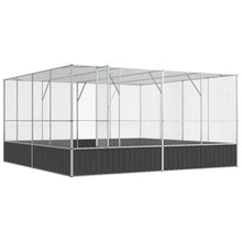 Makastle Bird Easy Assembly Aviary 164.6" x 163" x 83.5" Silver and Anthracite Galvanized Steel Outdoor with Cover