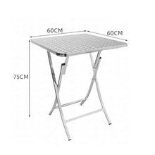 JOSOGO Stainless Steel Workbench Foldable Kitchen Work Table,Outdoor Dining Set, Silver Anodized Aluminum, Stackable Chairs, Weather-Resistant, for Garden, Patio, Balcony(E60CM)