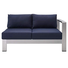 Modway Shore 7 Piece Outdoor Patio Aluminum Sectional Sofa Set Blue