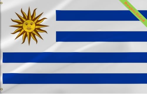 Lyh Double Sided 3ply Uruguay Flag 2X3FT, Uruguayan Flag, Indoor Outdoor Polyester – Double Stitched and UV Resistant Flags,with Vibrant Printing and Sturdy Brass Grommets. (Double, 2X3)