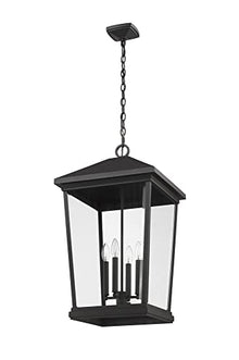 Z-Lite 4 Light Outdoor Chain Mount Ceiling Fixture Black