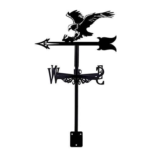Weathervane in Garden & Outdoor Metal Weather Vane with Creative German Shepherd Go Fishing Bald Eagle Fighter Plane Shaped Weathercock Wind Direction Indicator (Style 5) (Style 4)