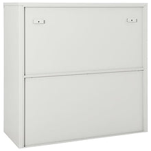 TEKGHUT Sliding Door Cabinet with Planter Box, Light Gray Steel Storage Cabinet with 2 Adjustable Shelves and Lock for DVDs, Books, Plants
