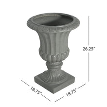 Hassyee Outdoor Antique Garden Urn Planter with Solid Base for Backyard, Park, Balcony, Flower Pot with Rustic Finish and Drainage Hole for Growing Flowers, Plants (Gray)