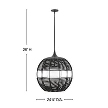 Hinkley Maddox Outdoor Large Bohemian Orb Pendant Light - Woven Weather-Resistant Nylon, Etched Opal Globe - Black