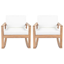 Christopher Knight Home Springer Set of 2 Acacia Wood Rocking Chair Outdoor, Patio Rocker Chair with Soft Cushions, Lounge Chair Outdoor, Rocking Accent Chair for Indoor/Outdoor, Light Teak+White