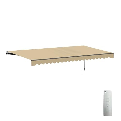 ALEKO Electric Patio Awning Caribbean Black Frame 16x10 Desert Sand