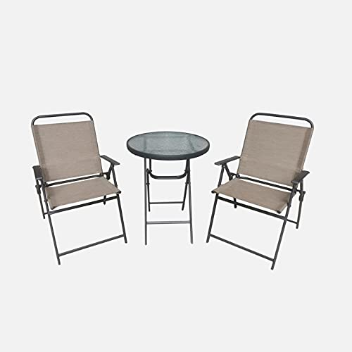 TYZK Outdoor Wicker Rattan Patio Bistro Set Bistro Folding Table and Chair Set Garden Outdoor