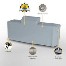 Seal Skin Covers Outdoor Kitchen Island Cover, Waterpoof Heavy Duty PVC-Coated Polyester Outdoor Protector with Drawstring, Air Vents & Handles, Gray, 98''L x 42''D x 48''H