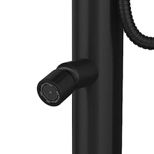 Pipeline Freestanding 316 Matte Black Stainless Steel Outdoor Shower Kit with Hot Water - Floor-Mounted Outside Shower Kit with Rain Showerhead, Wand Handshower, Foot Spout | Pool Showers for Outside
