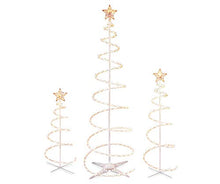 3 Sets of 3 Lighted Spiral Christmas Trees - 3 Ft 4 Ft and 6 Ft - 270 Clear Colored Lights - Winter Wonder Lane (3) - >