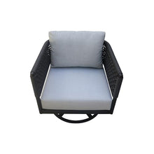 IC INTERNATIONAL CONCEPTS Outdoor Patio Woven Abaca Rope Swivel Dining Chair with Cushion Charcoal