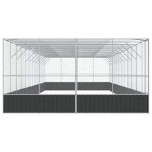 Makastle Bird Easy Assembly Aviary with Extension, 490.6" x 163" x 83.5", Silver and Anthracite, Galvanized Steel, Outdoor, 1-Level