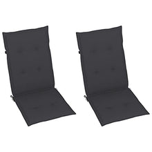 WXGTBKPR Set of 2 Outdoor Reclining Chairs, Foldable Acacia Wood Patio Seats with Comfortable Cushions, Adjustable Backrest Garden Furniture, Anthracite