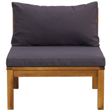 LPERTGFHU 2 Piece Patio Sofa Set, Modular Outdoor Loveseat with Dark Gray Cushions, Solid Acacia Wood Garden Furniture