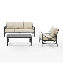 Afuera Living 3-Piece Metal Outdoor Sofa Set, Steel Construction, Oil Rubbed Bronze Finish, Oatmeal Cushions, Includes Sofa, Chair, Coffee Table, Weatherproof Material, Seating for 4, Patio