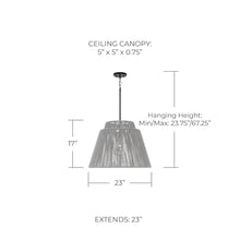 Capital Lighting 956311EK Jasper Indoor/Outdoor Hand-Wrapped Resin Pendant, 1-Light 100 Watt, 17" H x 23" W, Grey and Black