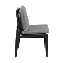 Armen Living Cayman Outdoor Patio Dining Chairs Set of 2 Aluminum with Dark Grey Cushions