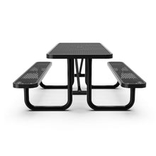 Flash Furniture Commercial 6' Rectangular Expanded Mesh Metal Picnic Table with Anchors - Black