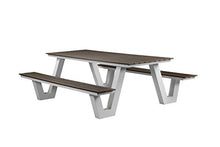 Pangea Home Lukas Picnic Table, White Frame and Teak Polyresin