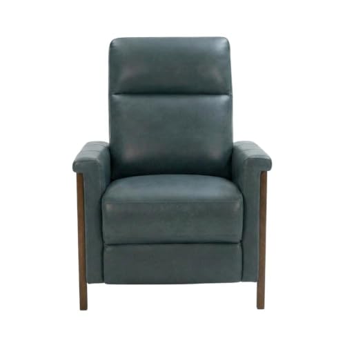 Starlight Canyon Home Leather-Upholstered Recliner with Push-Thru-Arms, Wall Hugger Reclining Chair for Living Room or Adults, Roma Bluegray