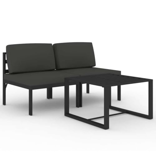 MNCVXAXG 3 Piece Patio Lounge Set with Cushions Aluminum Anthracite
