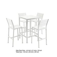 Benjara Kylo 43 Inch Bar Table Set, White Polyresin Backrests and Seats, Aluminum