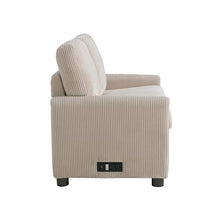 Serta® Darnold 53.5" Pull-Out Sleeper Loveseat, Twin Size, Dreamcoil® Comfort, Memory Foam Pull-Out Mattress, USB-C and USB-A Power Ports, Soft Corduroy Fabric, Beige