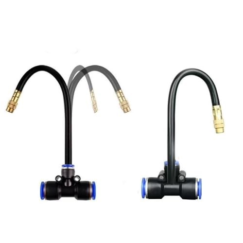 LARPOPKC Brass Mist Nozzle + tee with Bendable Built-in Hose, Suitable for Outdoor Watering Systems, Water Mist Nozzle Threaded Sprayer 1.1 mm (0.043 in) Atomizing Nozzle + 8mm tee Belt 100pc