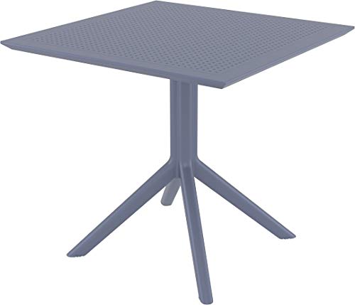 Compamia Sky 32" Square Patio Bistro Table in Dark Gray, Commercial Grade