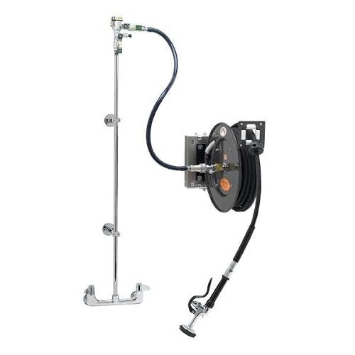 T&S Brass 5HR-232-01WE1, Equip Hose Reel System, 8" Wall Mount Base Faucet, 3/8" x 35' Hose, Wall Bracket