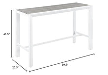 Meridian Furniture 380-T Nizuc Collection Modern | Contemporary Outdoor Patio Bar Table with Durable Aluminum Frame