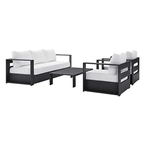 Modway Tahoe Aluminum 4-Piece Outdoor Patio Set in Gray White