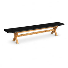 Modern Indoor/Outdoor Matte Black 94.5" Poly-Fiber Dining Table with Acacia Wood Spider Base, 2 Benches & 2 Backless Stools with Acacia Wood Base