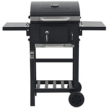 Outdoor Charcoal Barbecue Grill with Bottom Shelf and 2 Wheels, Heavy-duty Smoker Grill, Steel BBQ Stand for Picnics Parties Outings 38.2" x 22.4" x 39"