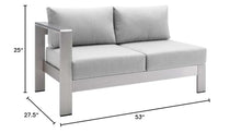 Modway Shore Sunbrella® Fabric Aluminum Outdoor Patio Left-Arm Loveseat Silver Gray