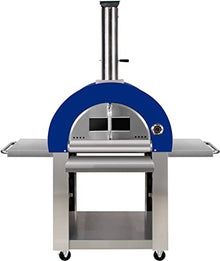31" Outdoor Wood Fired Blue Stainless Steel Artisan Pizza Oven or Grill with Waterproof Cover