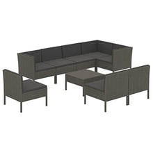 NLQMSU 9-Piece Garden Lounge Set Grey PE Rattan