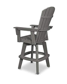 POLYWOOD® Nautical Curveback Adirondack Swivel Bar Chair in Black