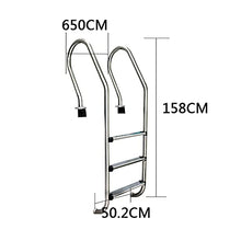 Stainless Steel Swimming Pool Escalator 3-Level Anti-Slip Tread treads Safe Entrance Ladder for The Upper and Lower Swimming Pools at The Entrance of The ramp (Silver 50.2x65x158cm)