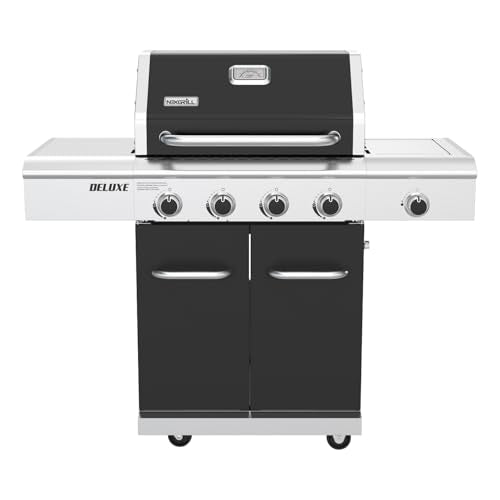 Nexgrill Dual Fuel 4-Burner Gas Grill, Side Burner and Griddle Insert