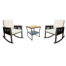 East Green Linden Rocking Chair Patio Conversation Set - Modern Outdoor Seating Crafted from Aluminum and Teak