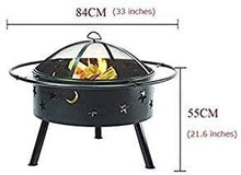 Fire Pits Outdoor Wood Burning Outdoor Fire Pits Round Fire Pit - Outdoor Bronze Fire Pit Metal Poker Iron, Mesh Ember and Spark Guard Screen Cover with Cover BBQ Cooking for Outside Camping Backyar