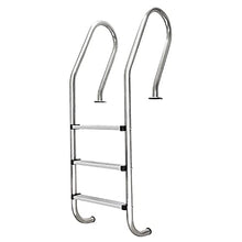 Pool Ladder 304 Stainless Steel Non-Slip Swimming Pool Handrail for 1-1.4m Pool 250LBS Load Capacity Tube Wall Thickness 1.2mm / Silver / 3 Step (Silver 3 Step)