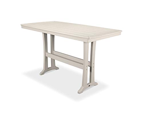 POLYWOOD® Nautical Trestle 38" x 73" Bar Table in Sand