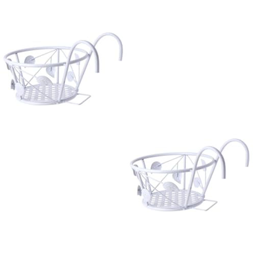 LUUYYI Plant stand2 Pcs Outdoor Hanging Planters Outdoor Plant Stand Garden Plant Basket Outdoor Planters Retro Flower Pot Holder Plant Display Rack Black Planters WHI