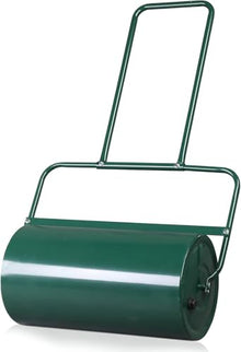 BCSRVCE Lawn Roller, Push/Pull/Tow Behind Water/Sand Filled Steel Sod Drum Roller with U-Shaped Handle, Yard Roller for Backyard Grass, 24in, Green